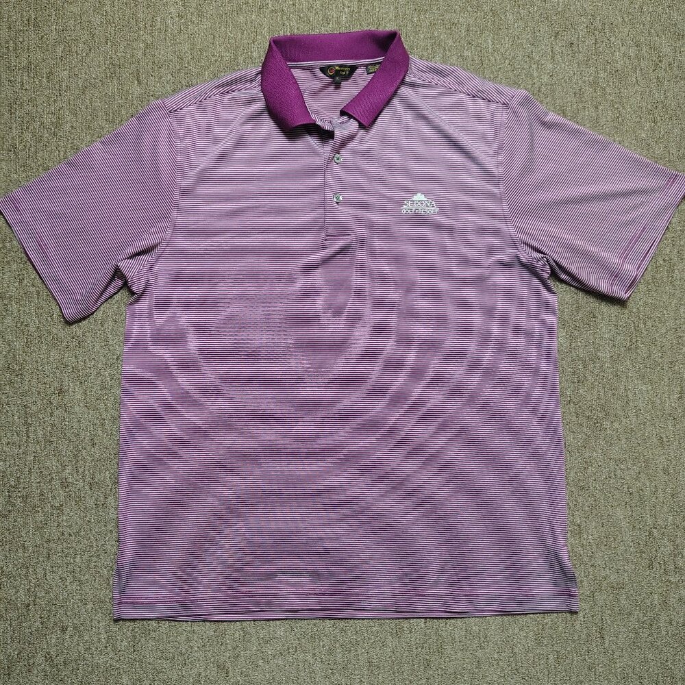 SEDONA GOLF RESORT Polo Shirt Men Extra Large Maroon Striped Golf Casual
